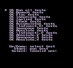 nestest menu on the reference